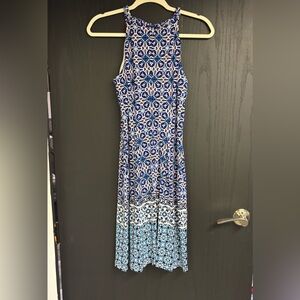 Wisp Maxi Dress Blue and White Geometric